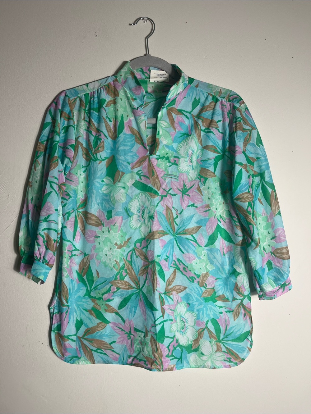 Vintage Floral Sheer Blouse Pastel Cottagecore Spring Top Ms Fits Size M‎